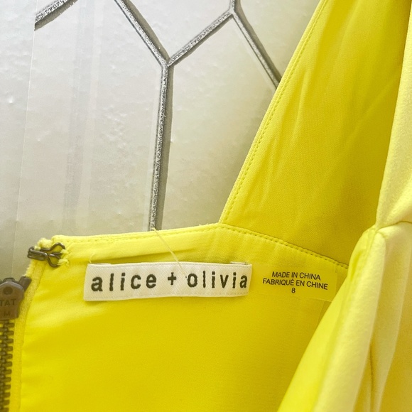 ALICE + OLIVIA Brinda Double-ruffle Fit-and-flare Dress In Daffodil US 8 NWOT - Picture 7 of 14